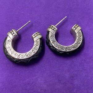 💛 Vintage Brighton Silver Plated Leather Hoops